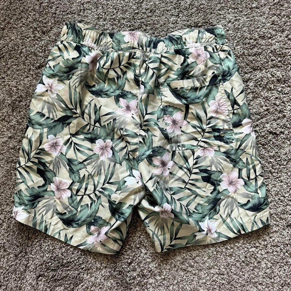 Forever 21 Floral Swim Trunks Tropical Drawstring Shorts Men's Small‎